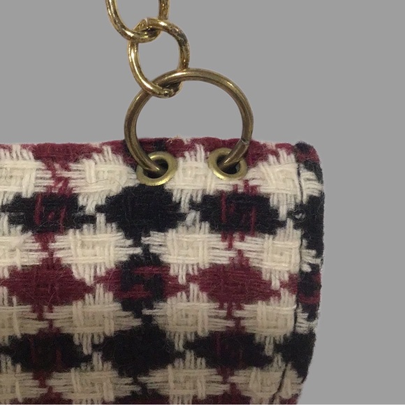 Vintage Woven Envelope Shoulder Bag and Gloves Set, Maroon/Black/Cream, 3-Pieces - Picture 9 of 14